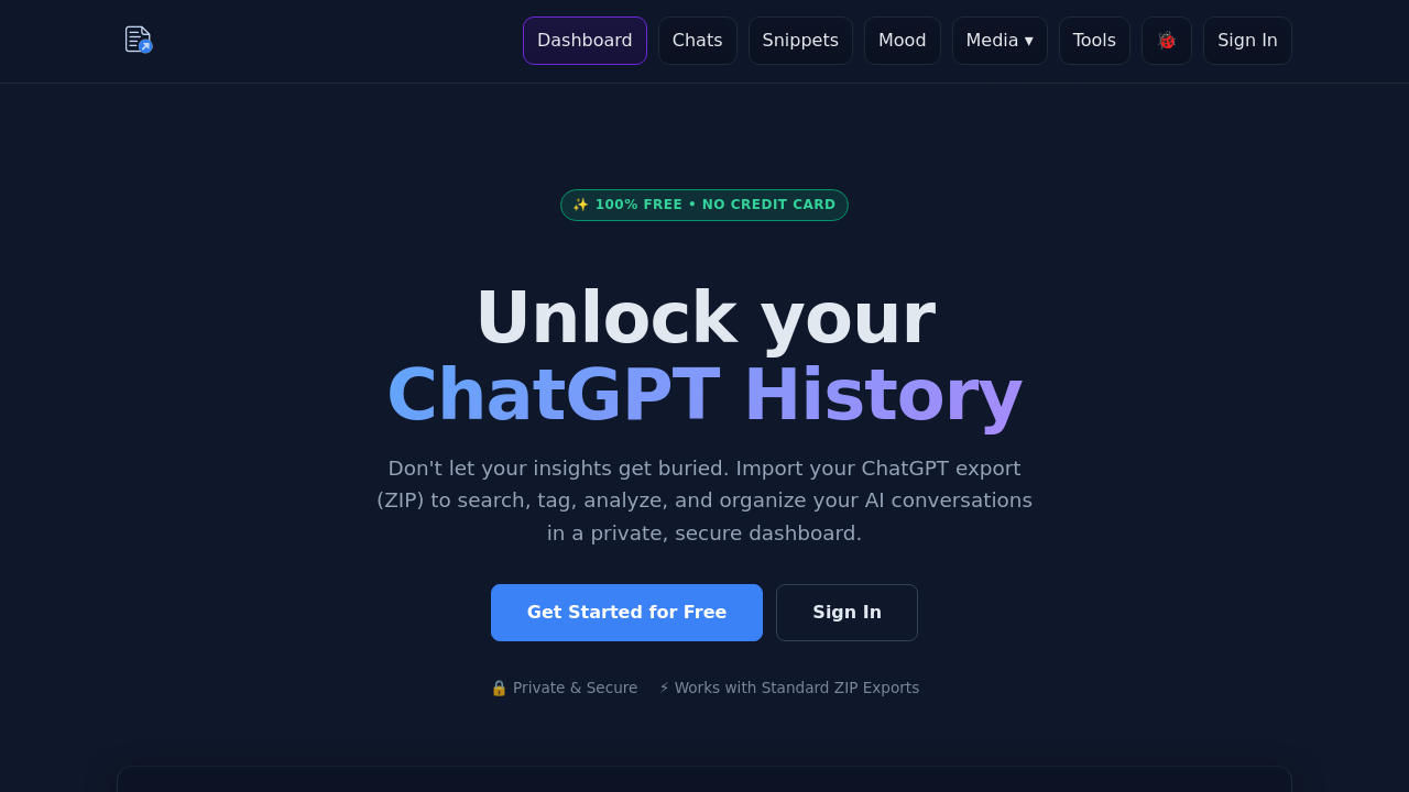 ExportReader — ChatGPT Export Search screenshot