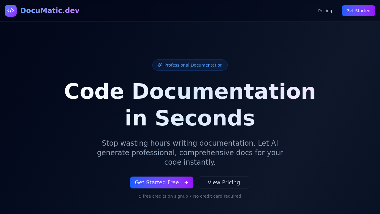 Documatic.dev screenshot