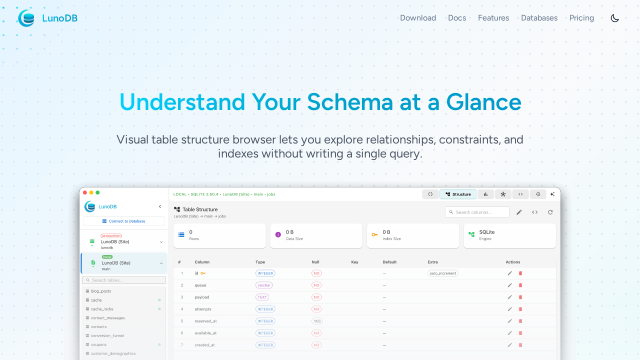 LunoDB screenshot