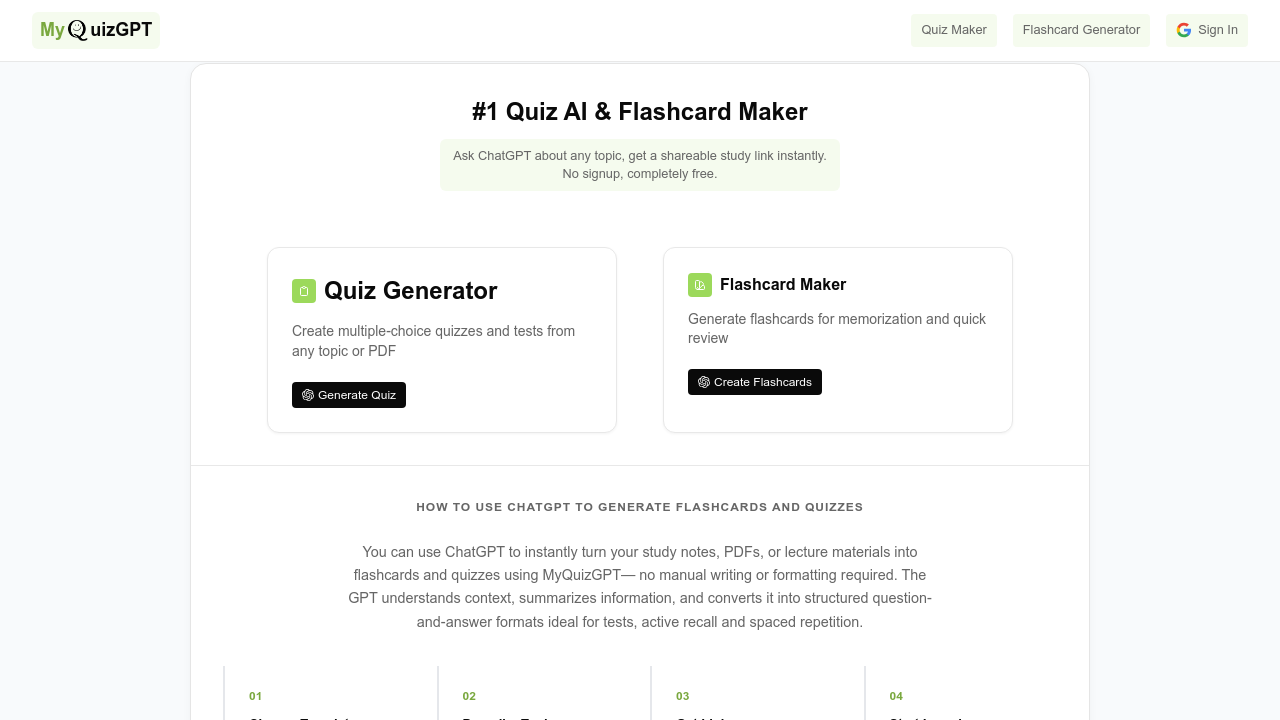 MyQuizGPT screenshot