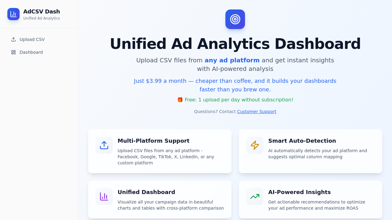 AdSync Dashboard screenshot