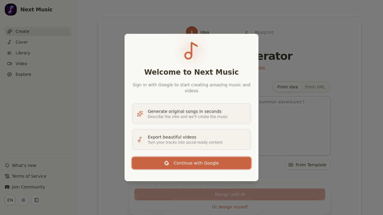 Free AI Music Generator by Next Music screenshot
