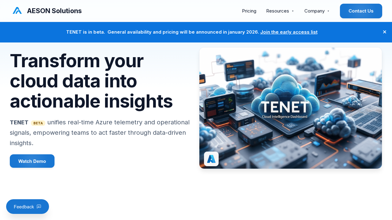 TENET - Cloud Intelligence Dashboard screenshot