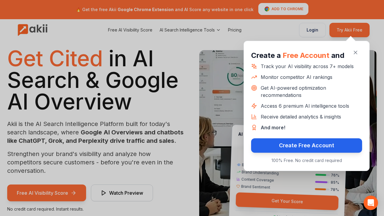 Akii AI Visibility Score screenshot