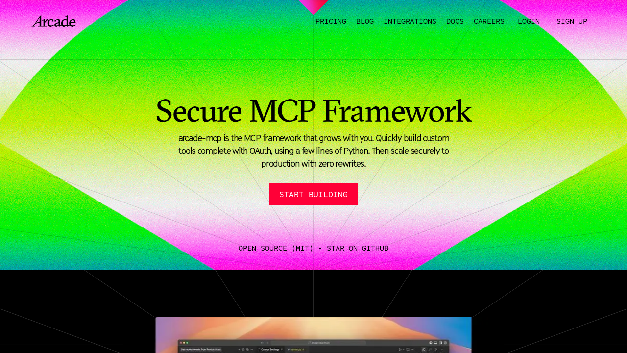 Secure MCP Framework by Arcade.dev screenshot