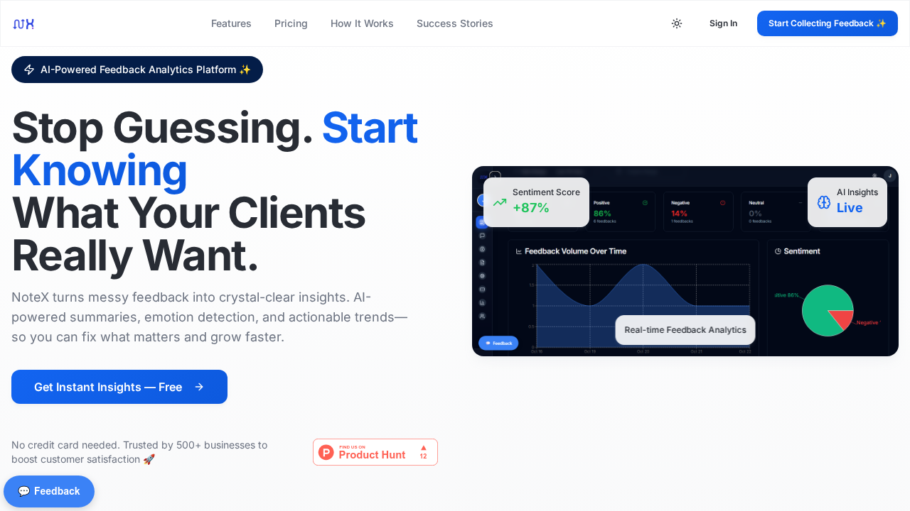 NoteX – Turn Feedback Into Growth screenshot
