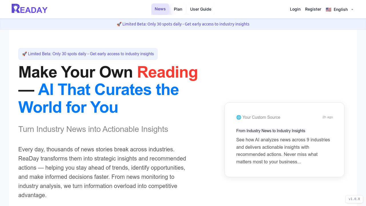ReaDay — Make Your Own AI Newspaper screenshot