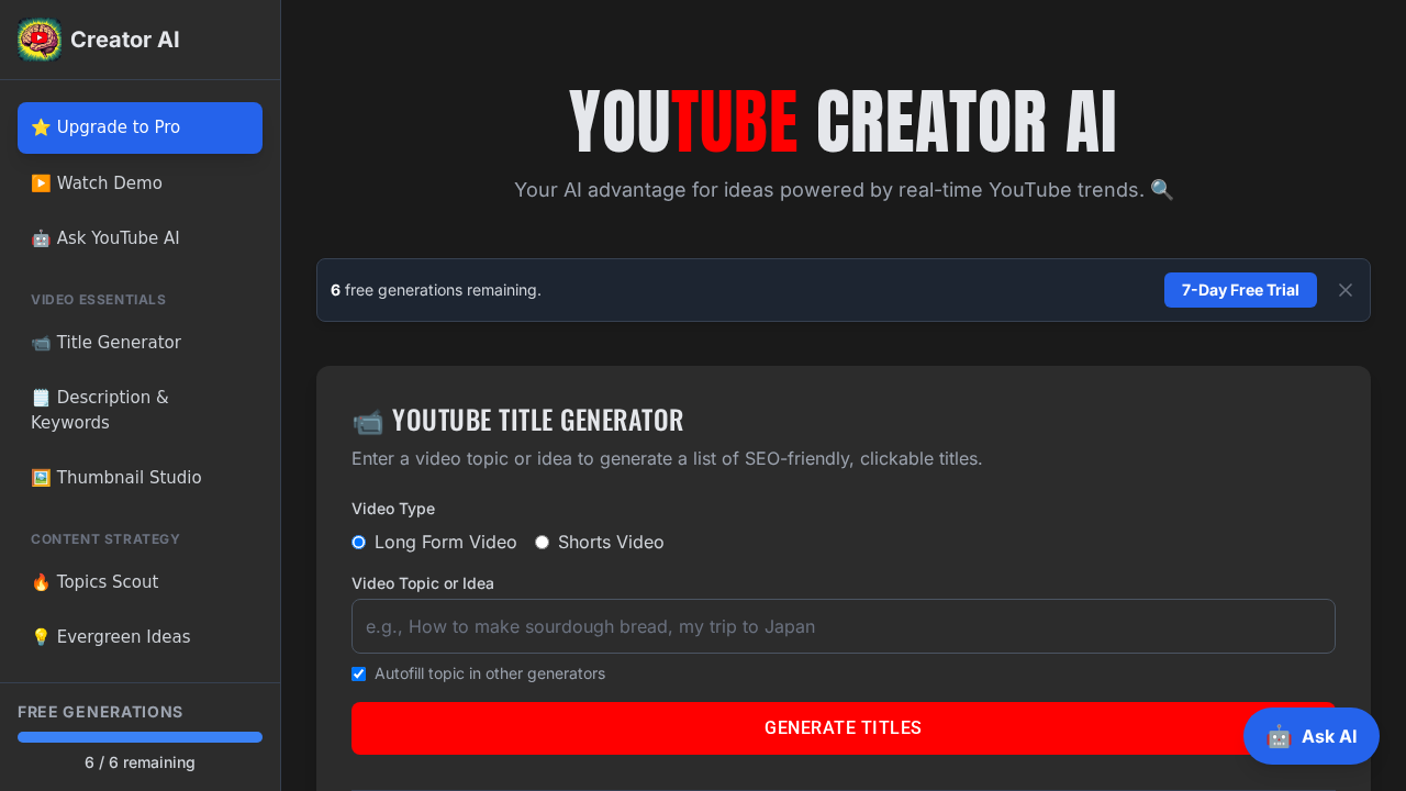 YouTube Creator AI screenshot