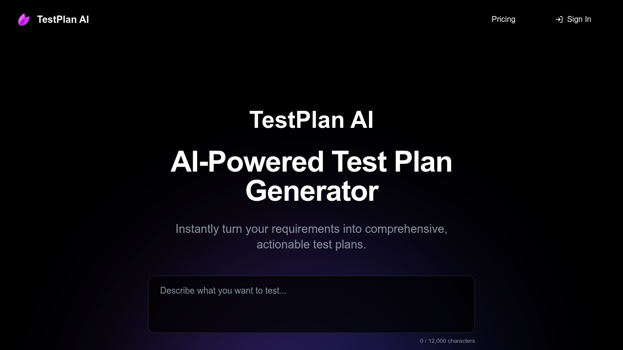 TestPlan AI screenshot