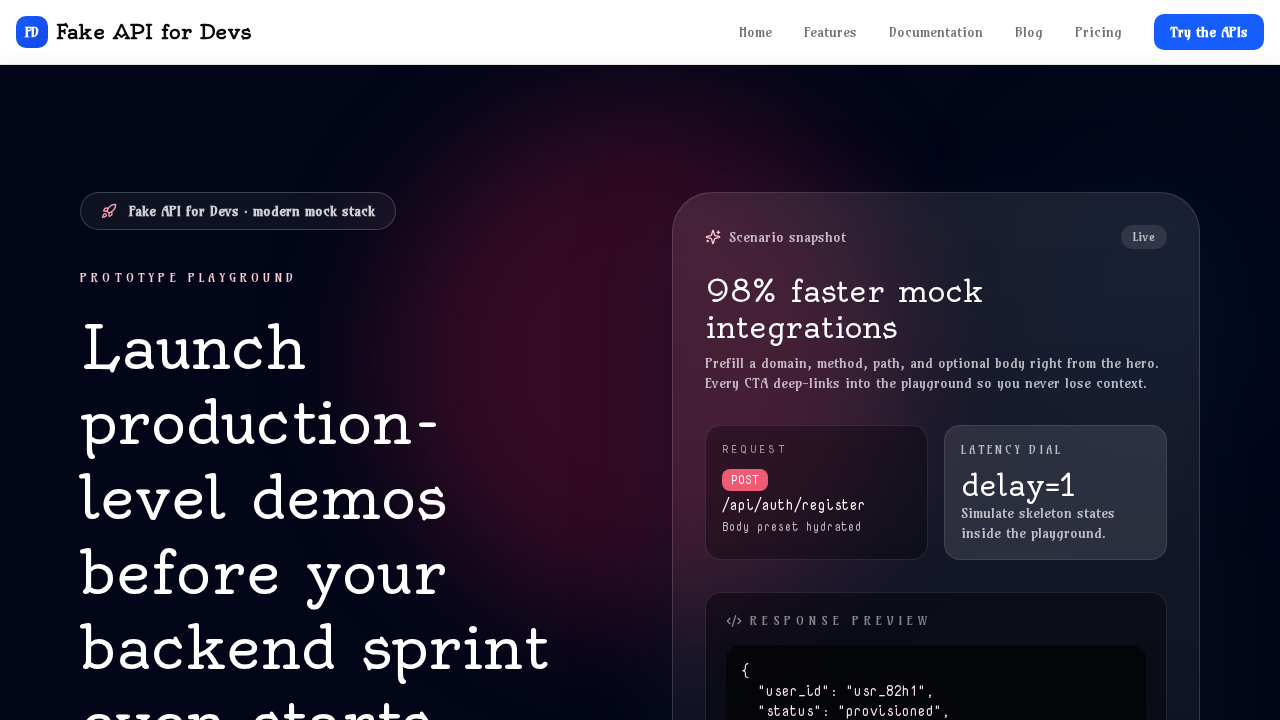 Fake API for Devs screenshot