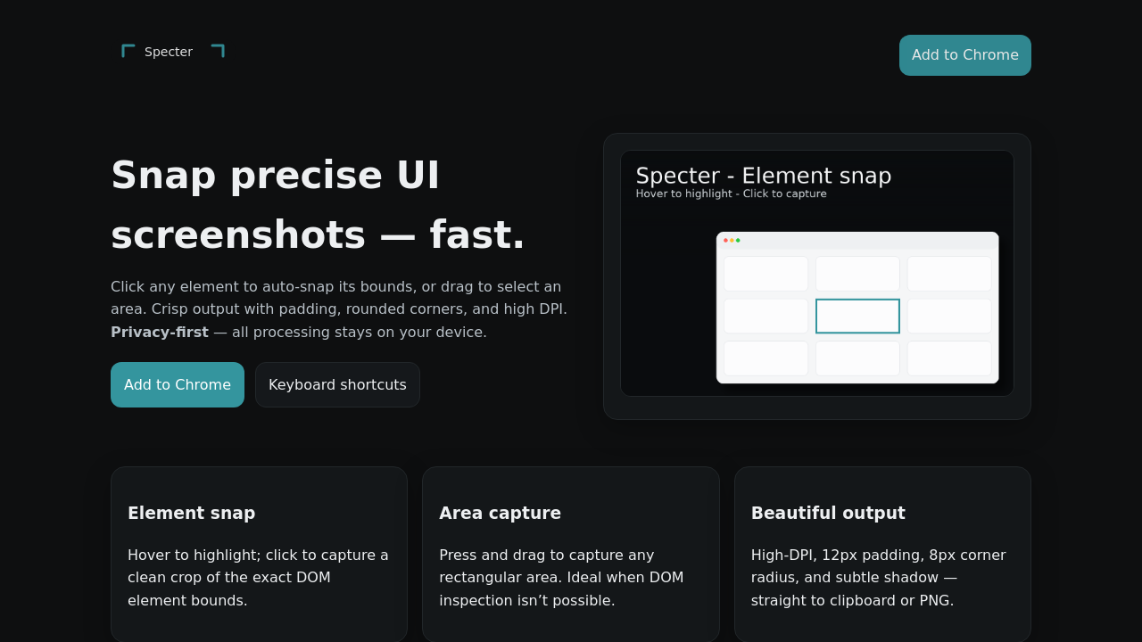 Specter - Snap clean UI screenshots screenshot