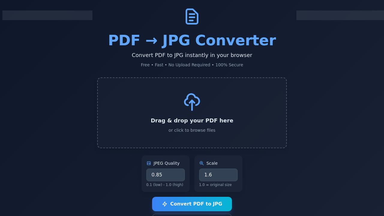 PDF to JPG Converter screenshot