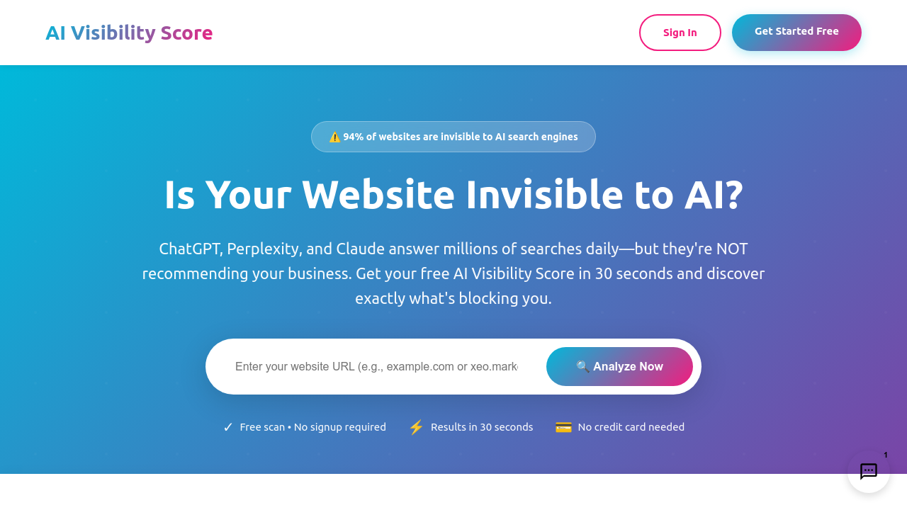AI Visibility Score - 2 Mins Scan screenshot