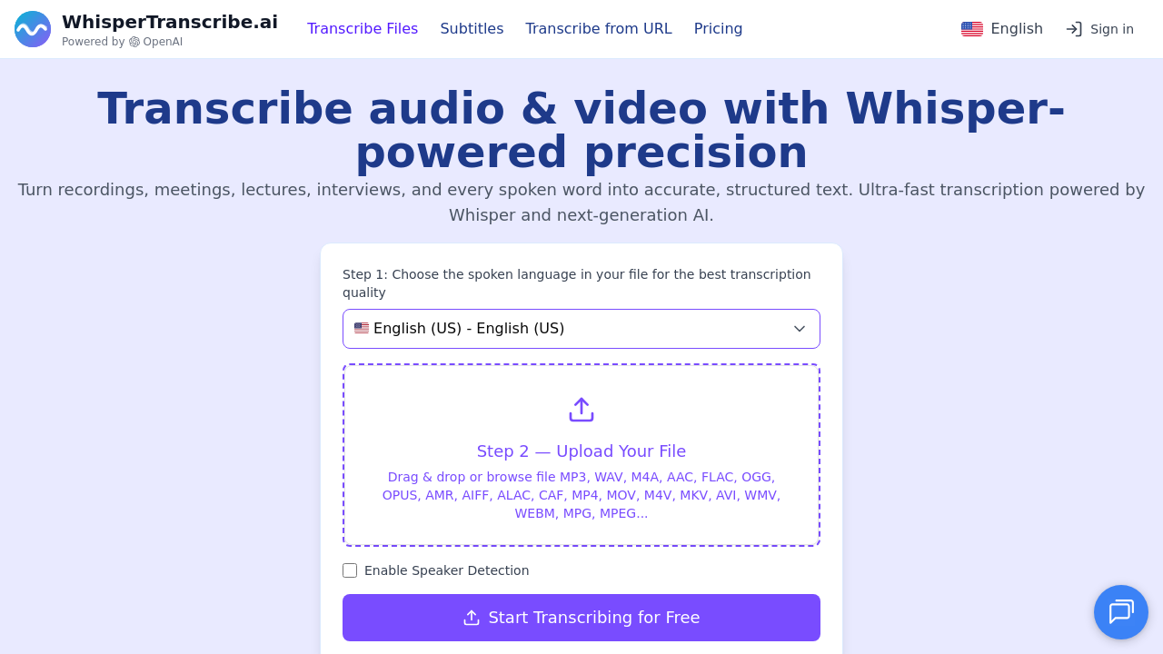 WhisperTranscribe.ai screenshot