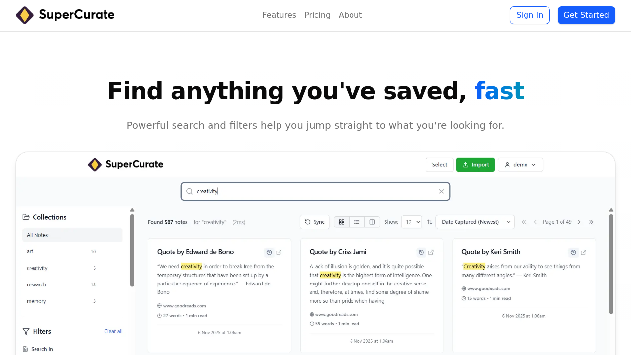 SuperCurate screenshot