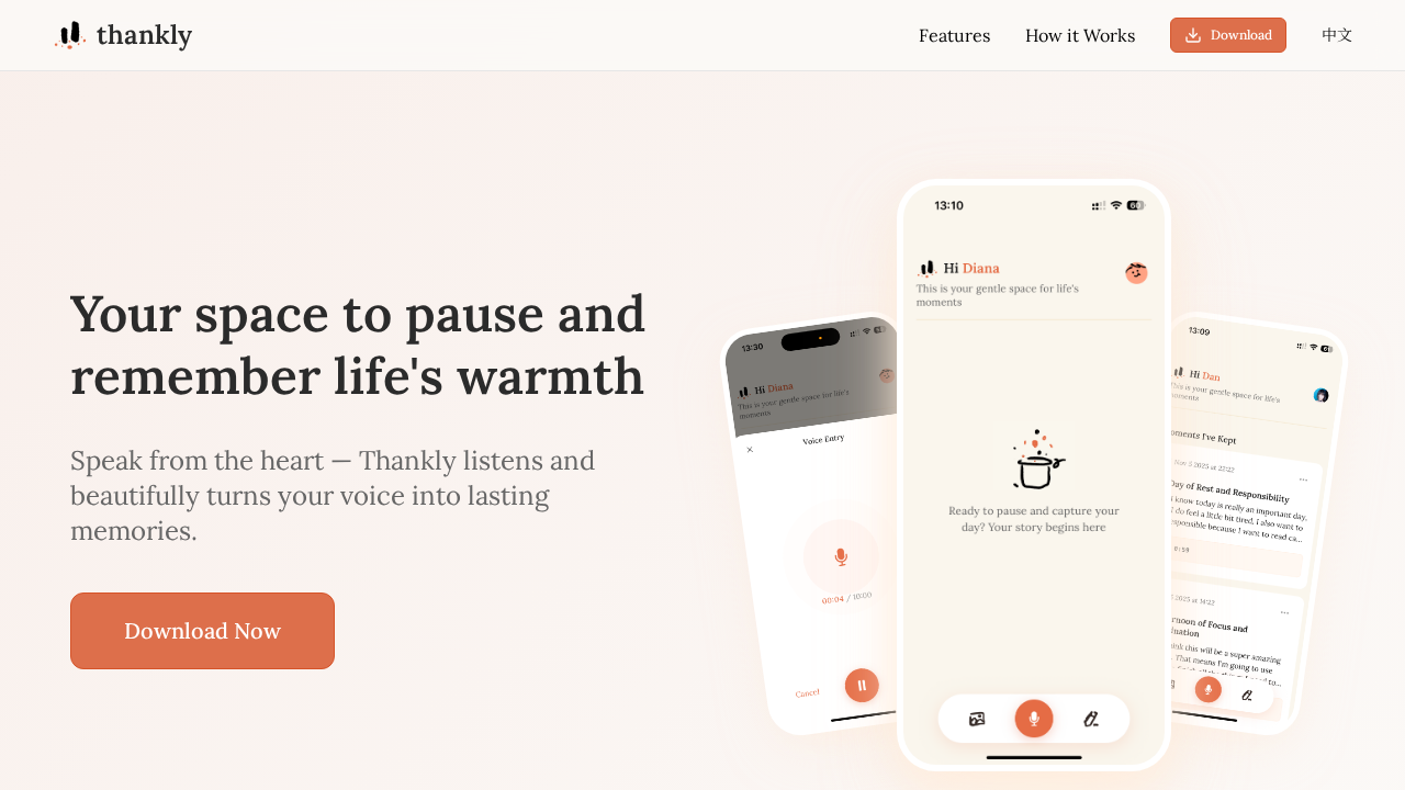 thankly: Voice Journal screenshot