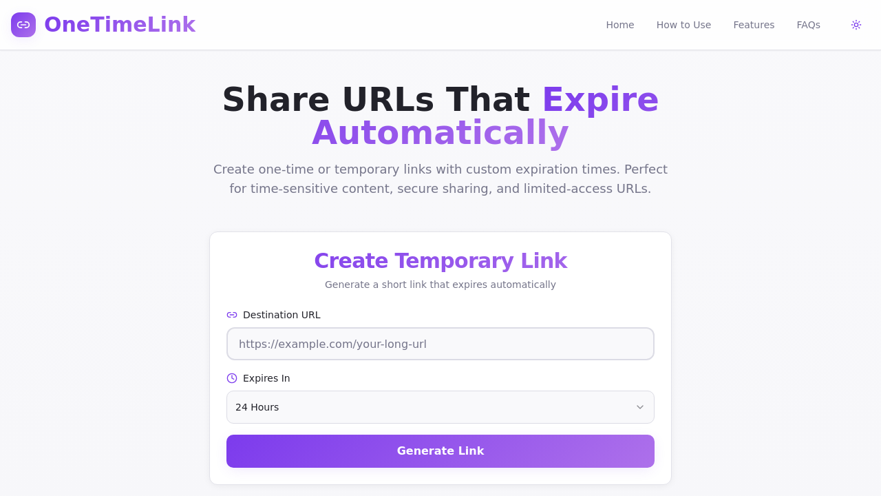 OneTimeLink screenshot