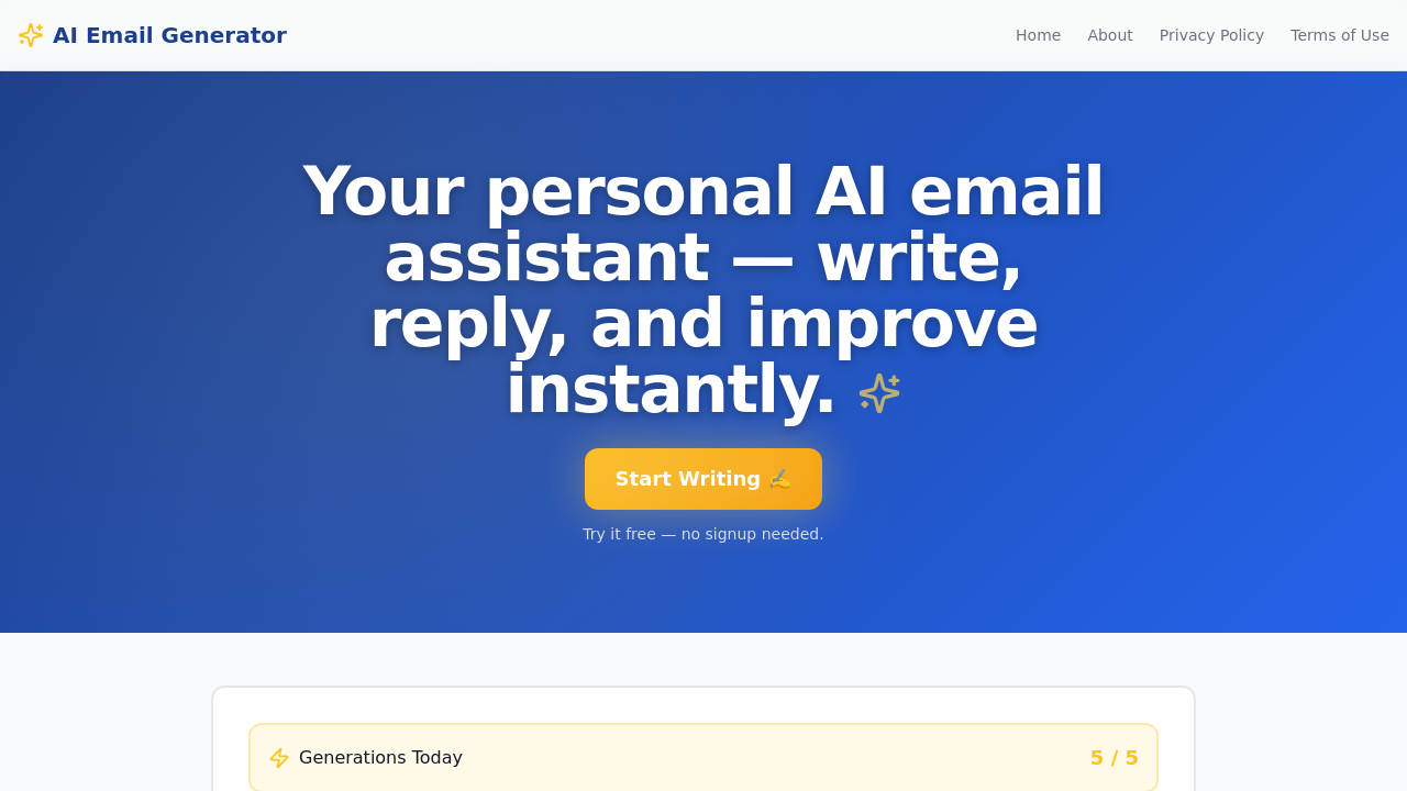 AI Email Generator screenshot