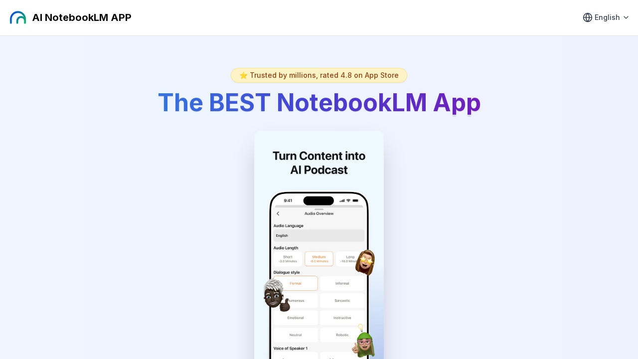 AI NotebookLM App screenshot