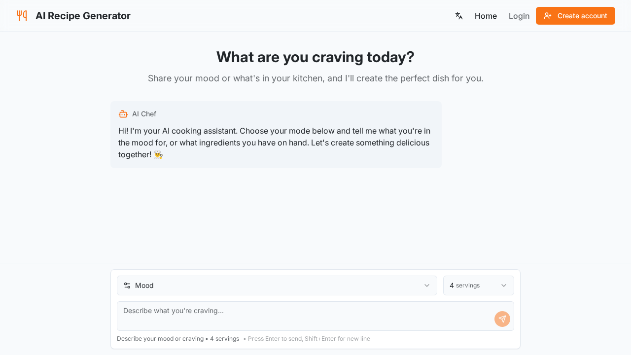 AI Recipe Generator screenshot