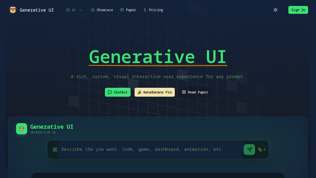 Generative UI screenshot