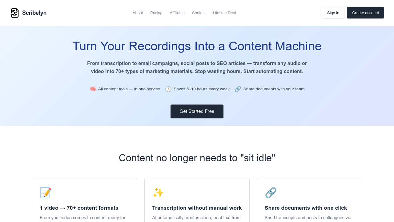 Scribelyn: AI Transcription & Content screenshot