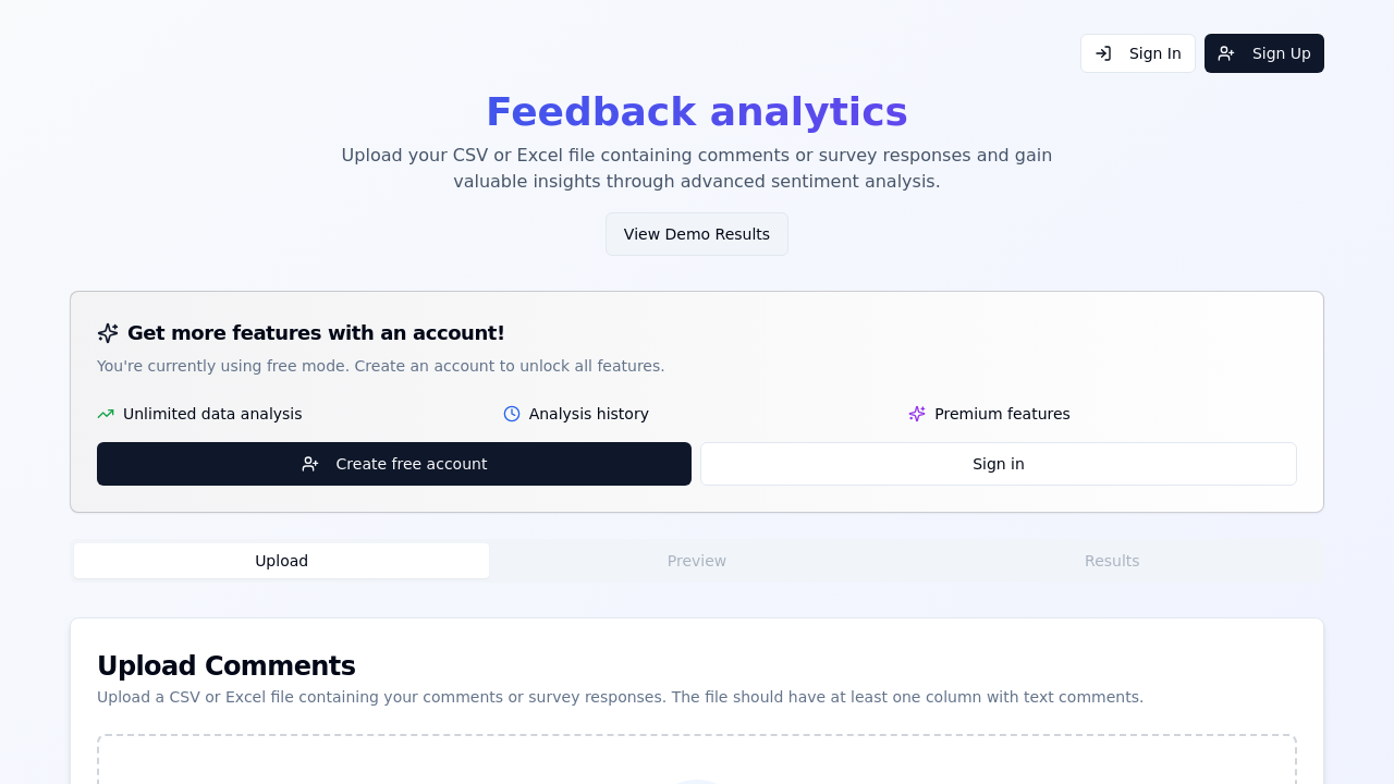 Feedback analytics screenshot