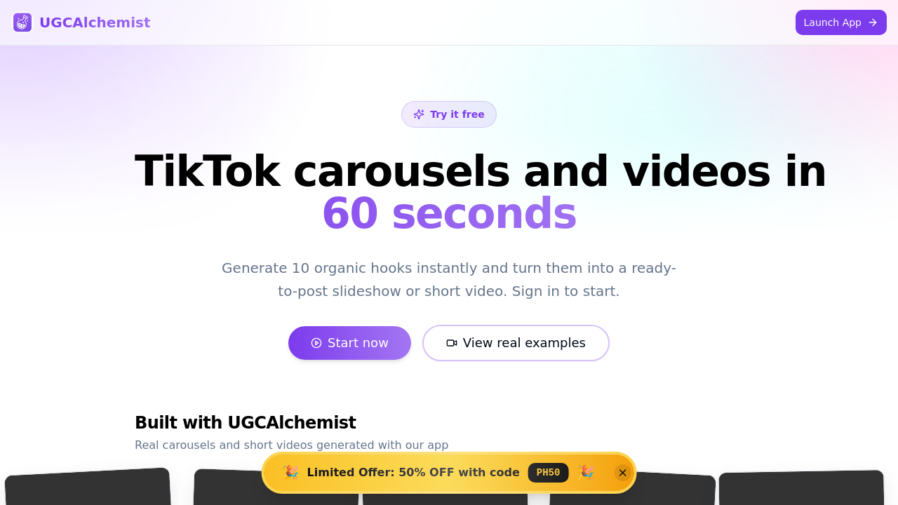UGCAlchemist – AI UGC Ads in Minutes screenshot