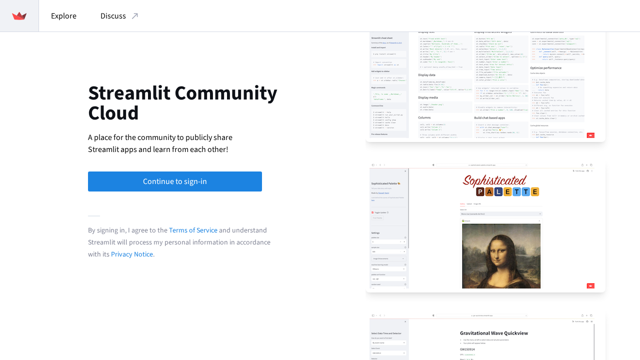 Streamlit Community Cloud screenshot