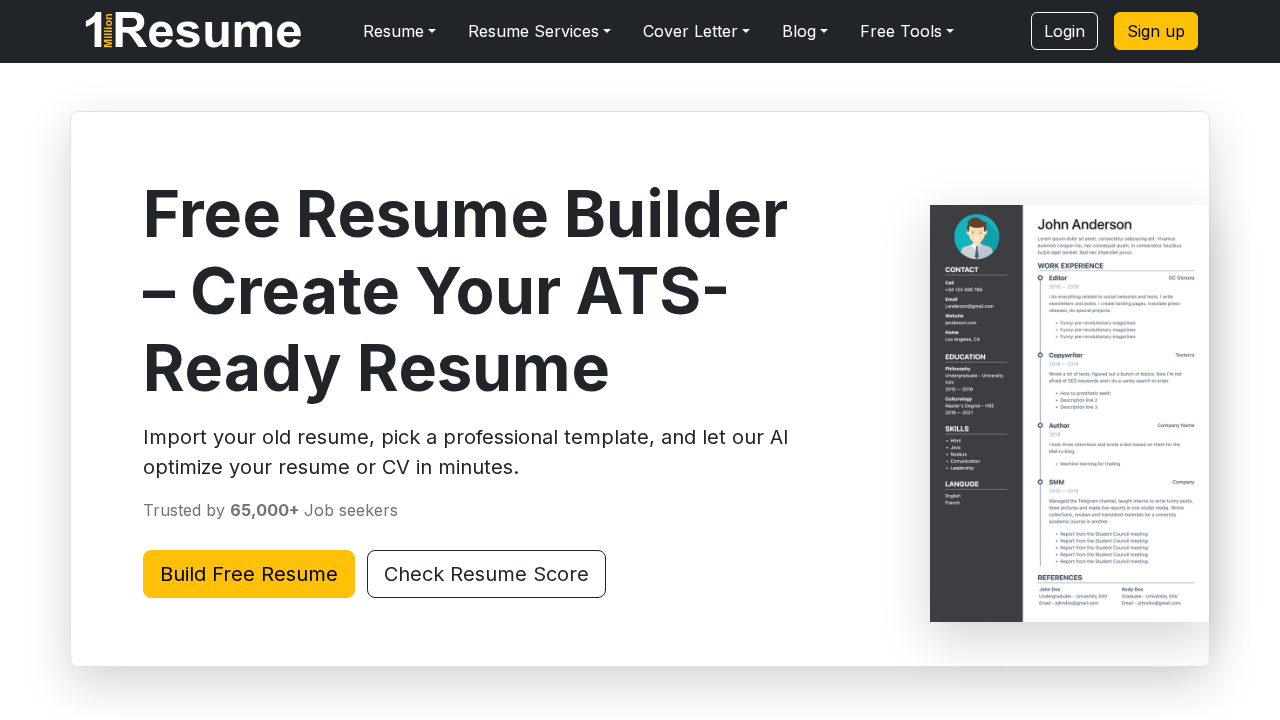 1millionresume.com screenshot