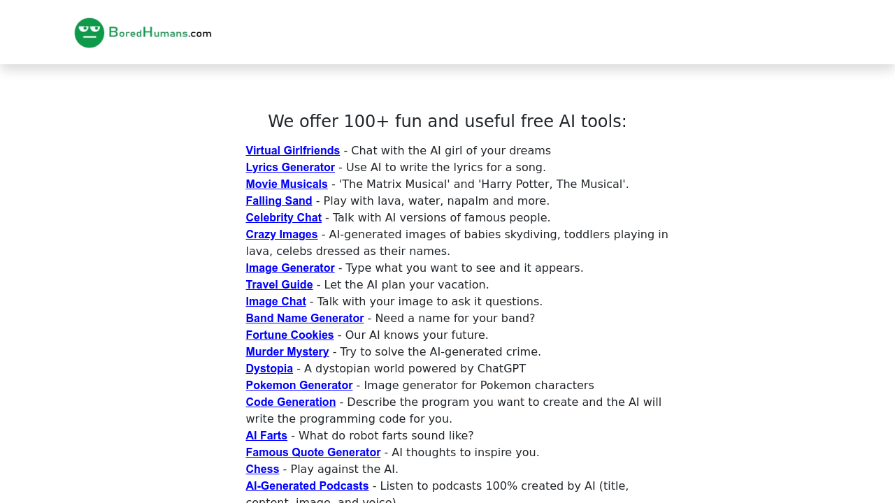 BoredHumans.com screenshot