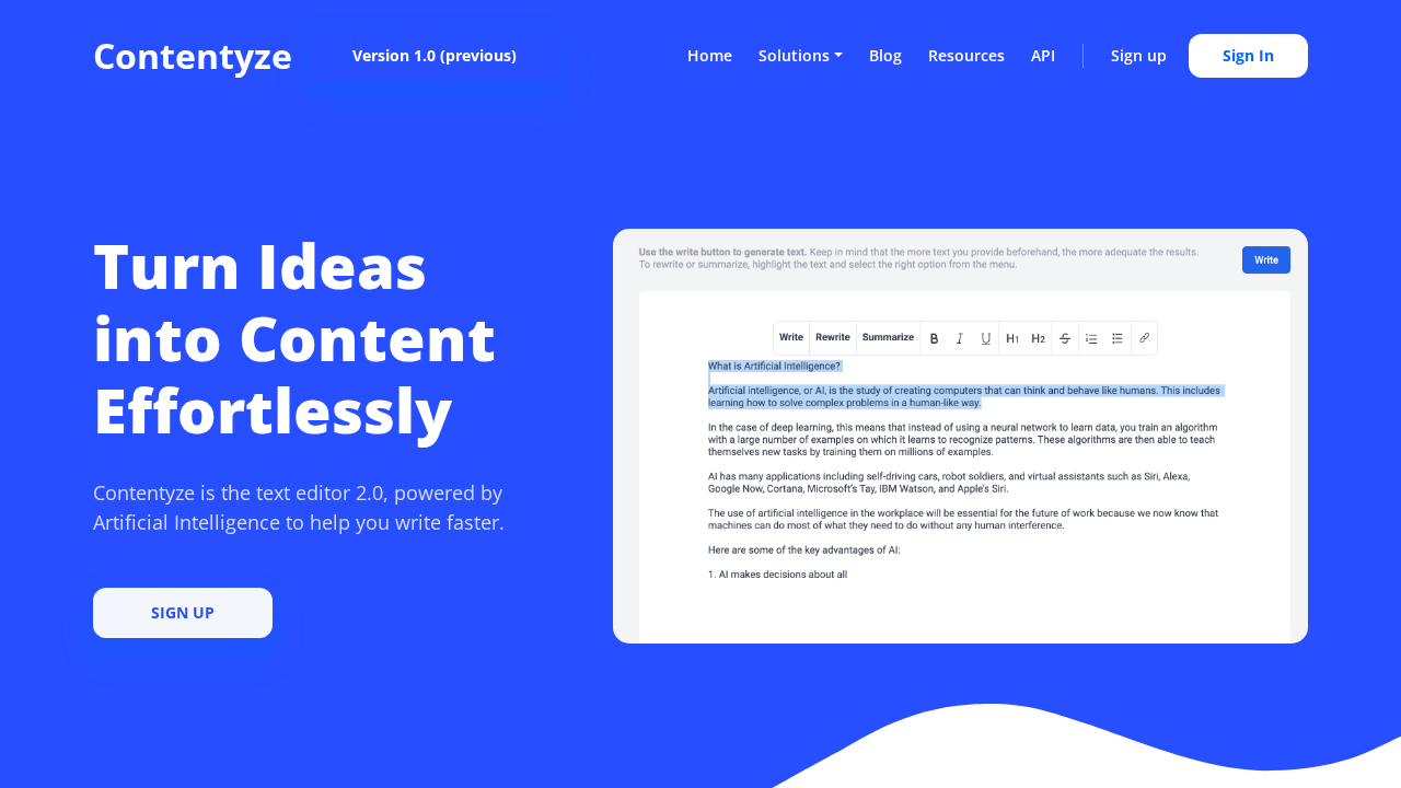 Contentyze screenshot