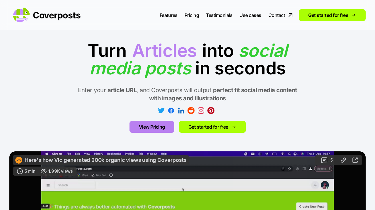 Coverposts screenshot