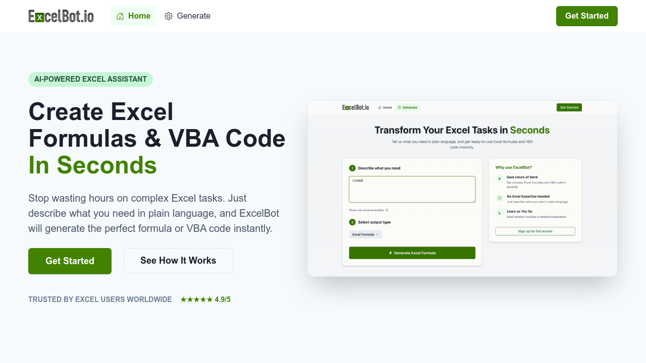 ExcelBot.io screenshot