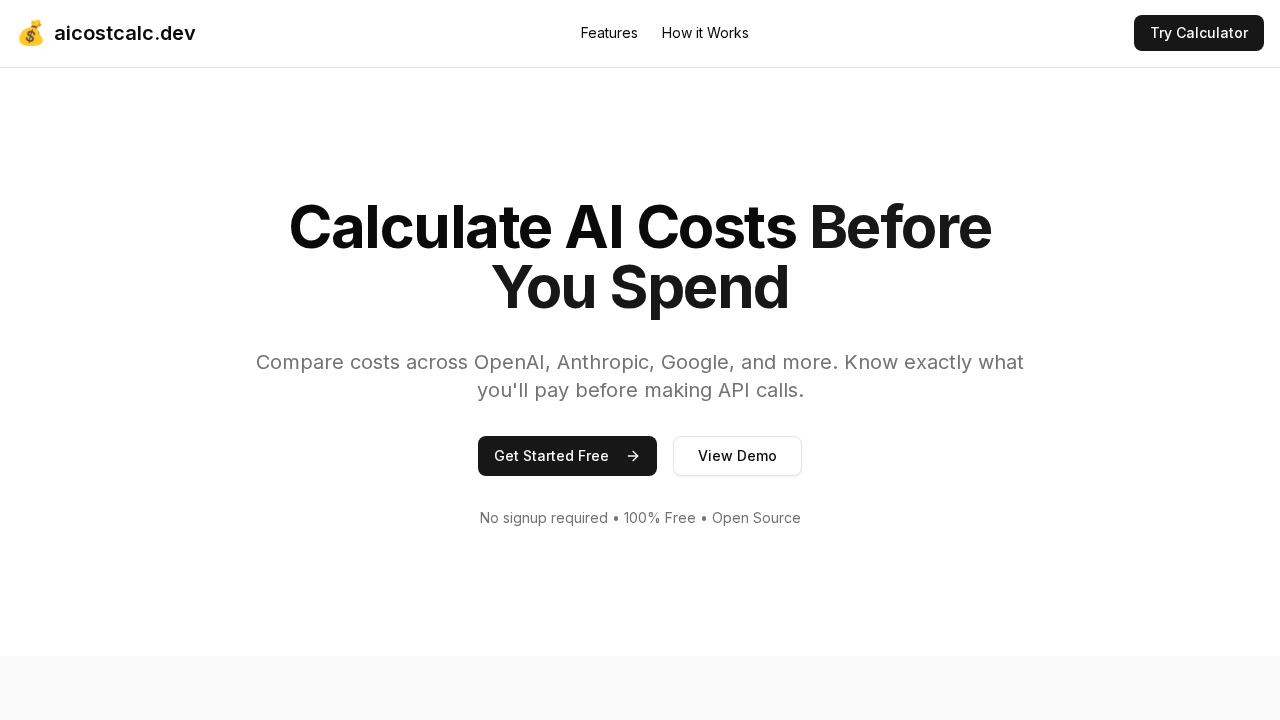 AI Cost Calculator screenshot
