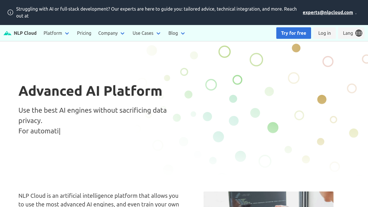NLP Cloud screenshot
