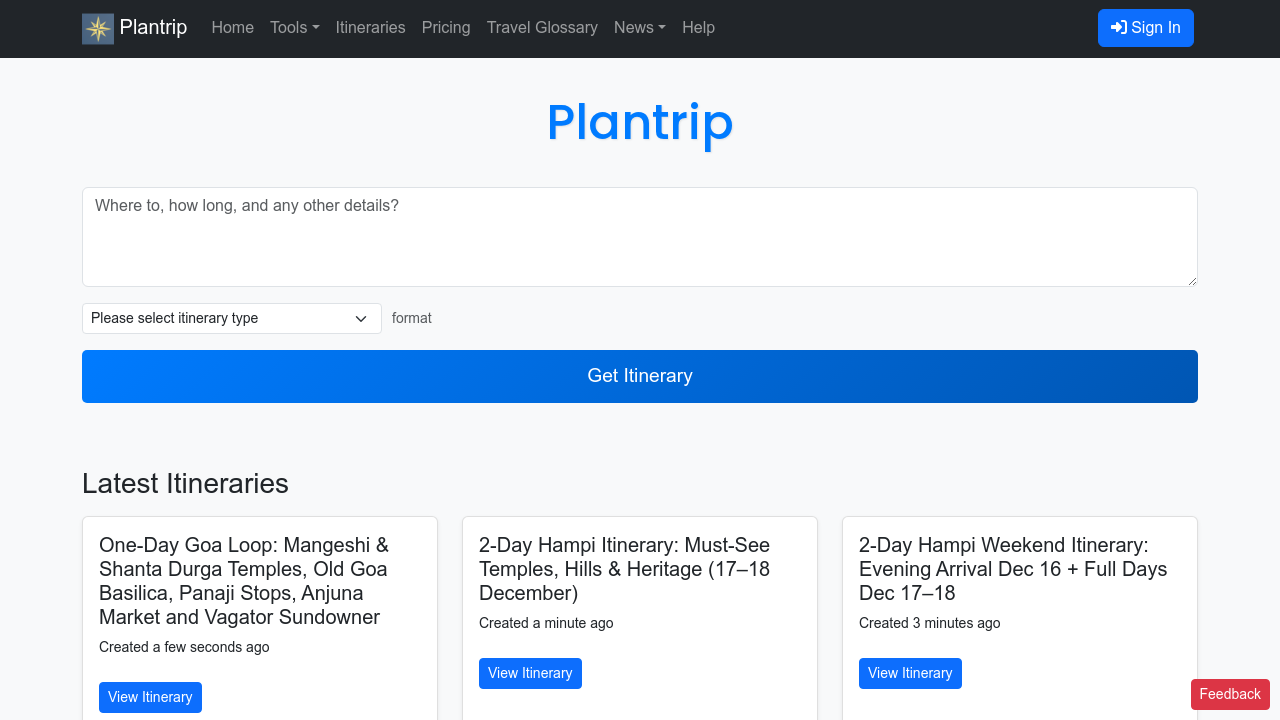 Plantrip.io screenshot