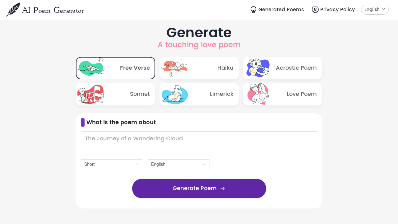 AI Poem Generator screenshot