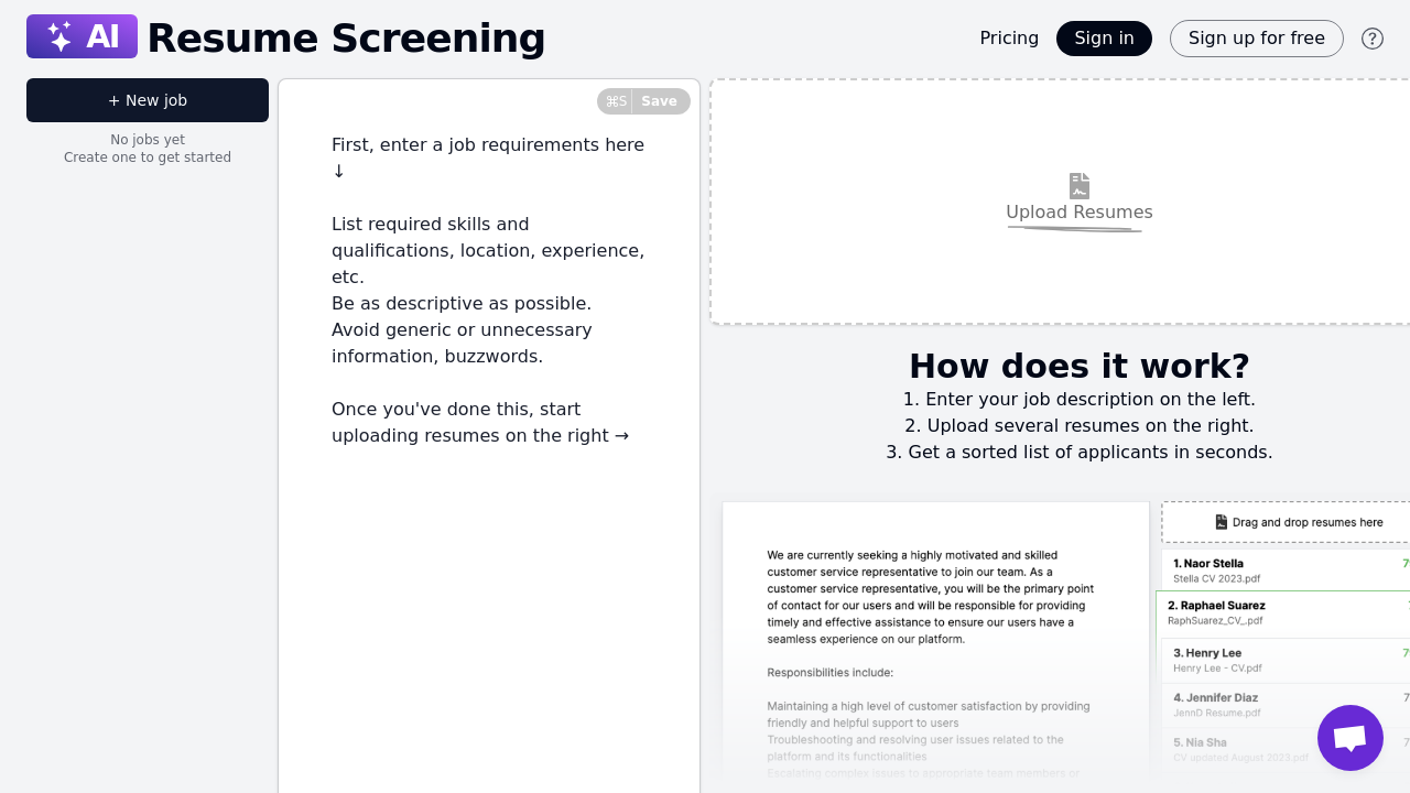 ResumeScreening.ai screenshot