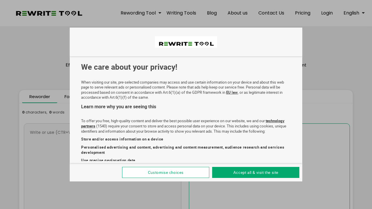 Rewritetool.net screenshot