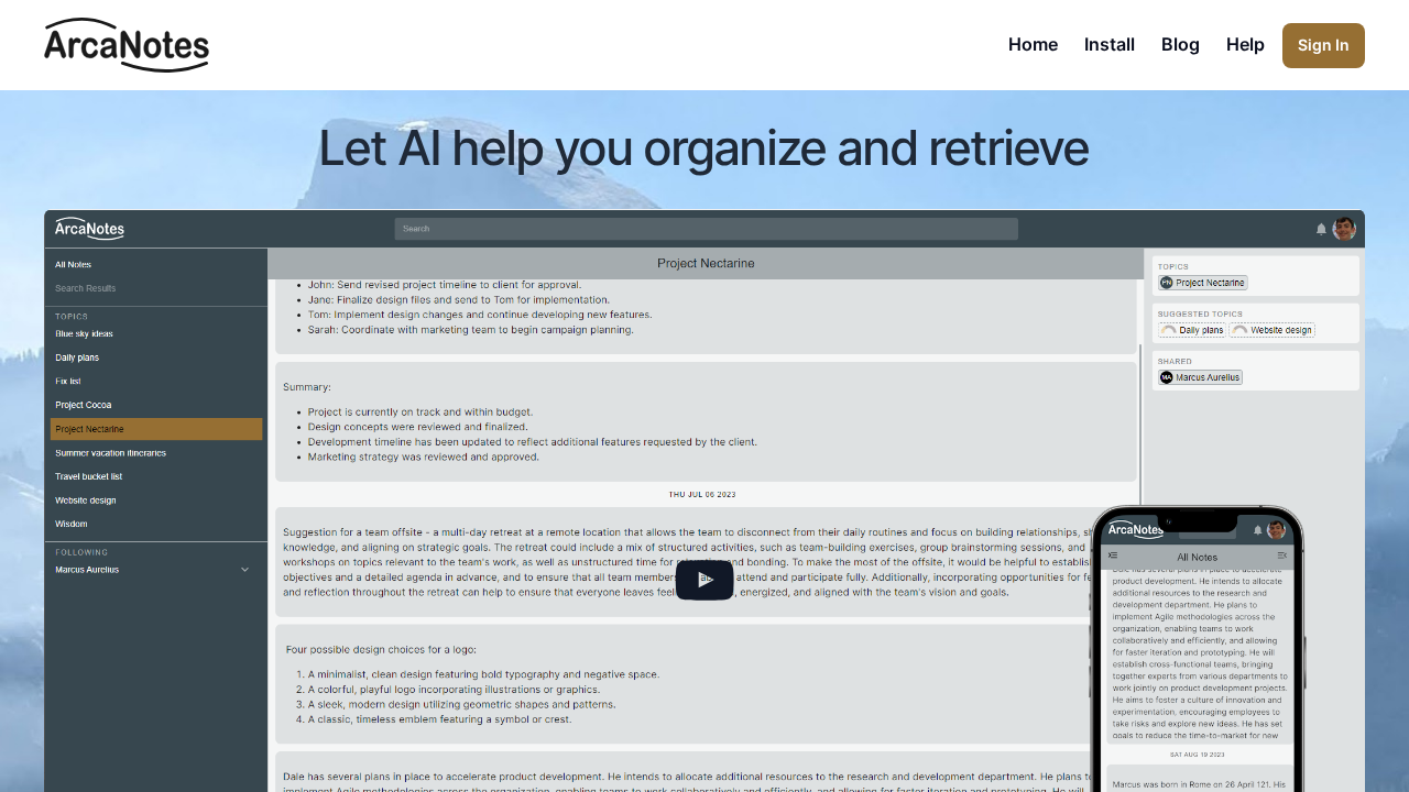 ArcaNotes screenshot