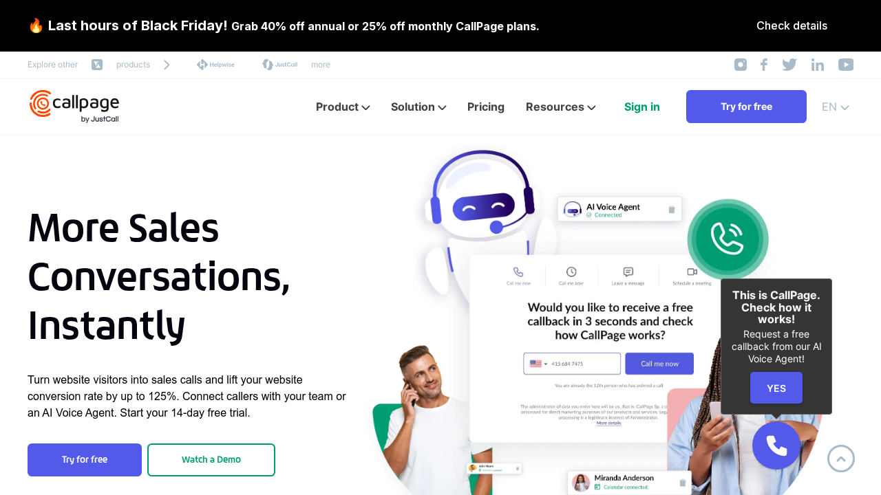 Callpage.io screenshot