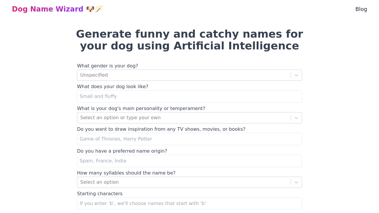 Dog Name Wizard screenshot