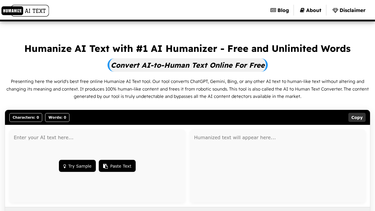 HumanizeAIText.org screenshot
