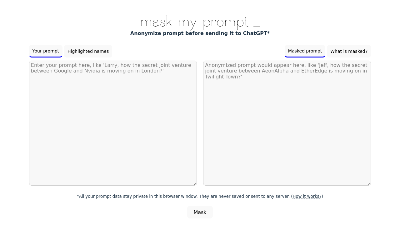 MaskMyPrompt screenshot