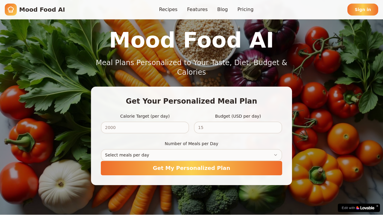 Mood Food AI screenshot