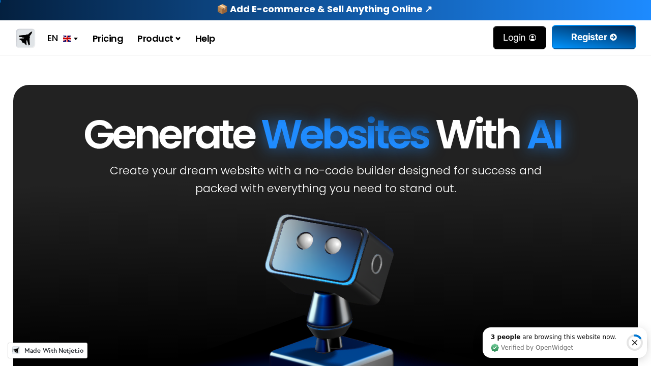 Netjet.io screenshot