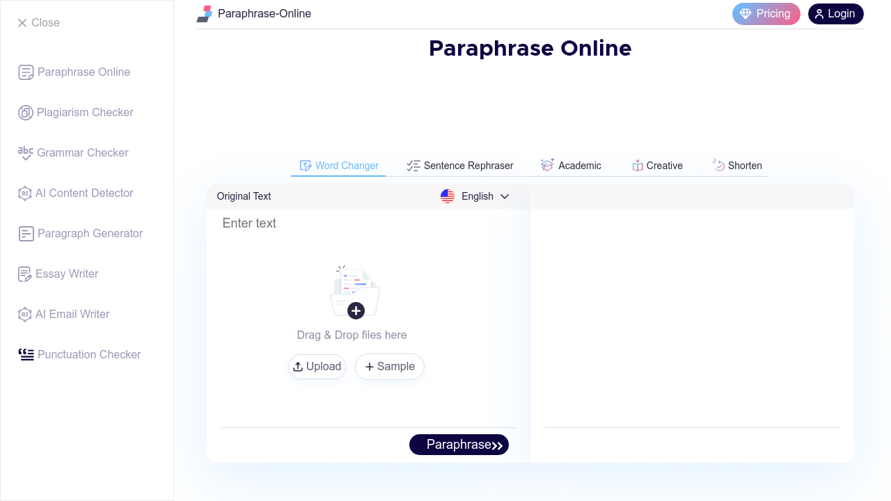 Paraphrase-Online.com screenshot