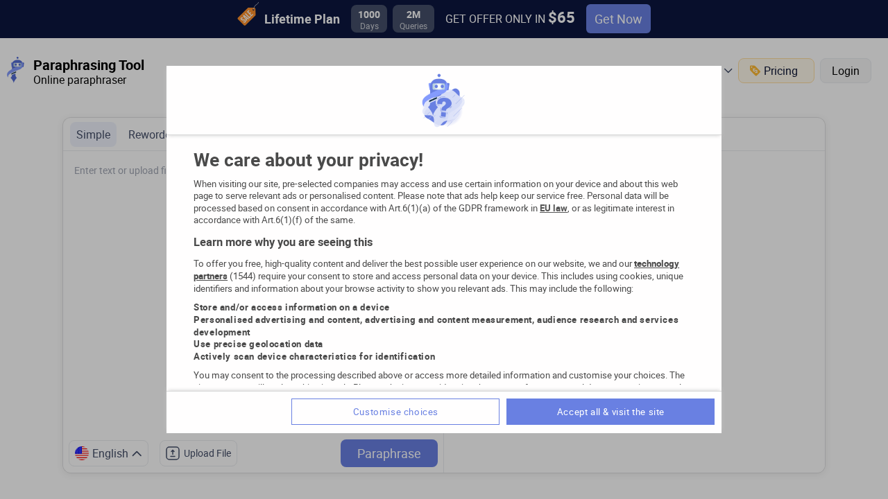 Paraphrasing.io screenshot