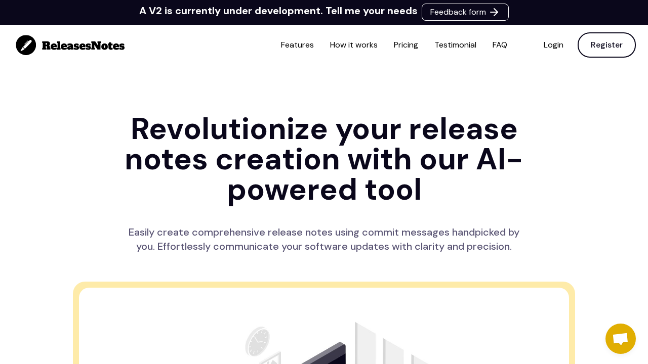 ReleasesNotes.dev screenshot